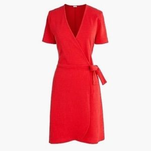 J. Crew factory textured knit red wrap dress